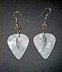 Picture of Frosted White Guitar Pick Earrings with Angel Wing Charms