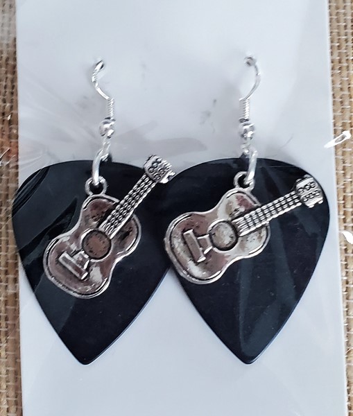 Picture of Black Acoustic Guitar Pick Earrings
